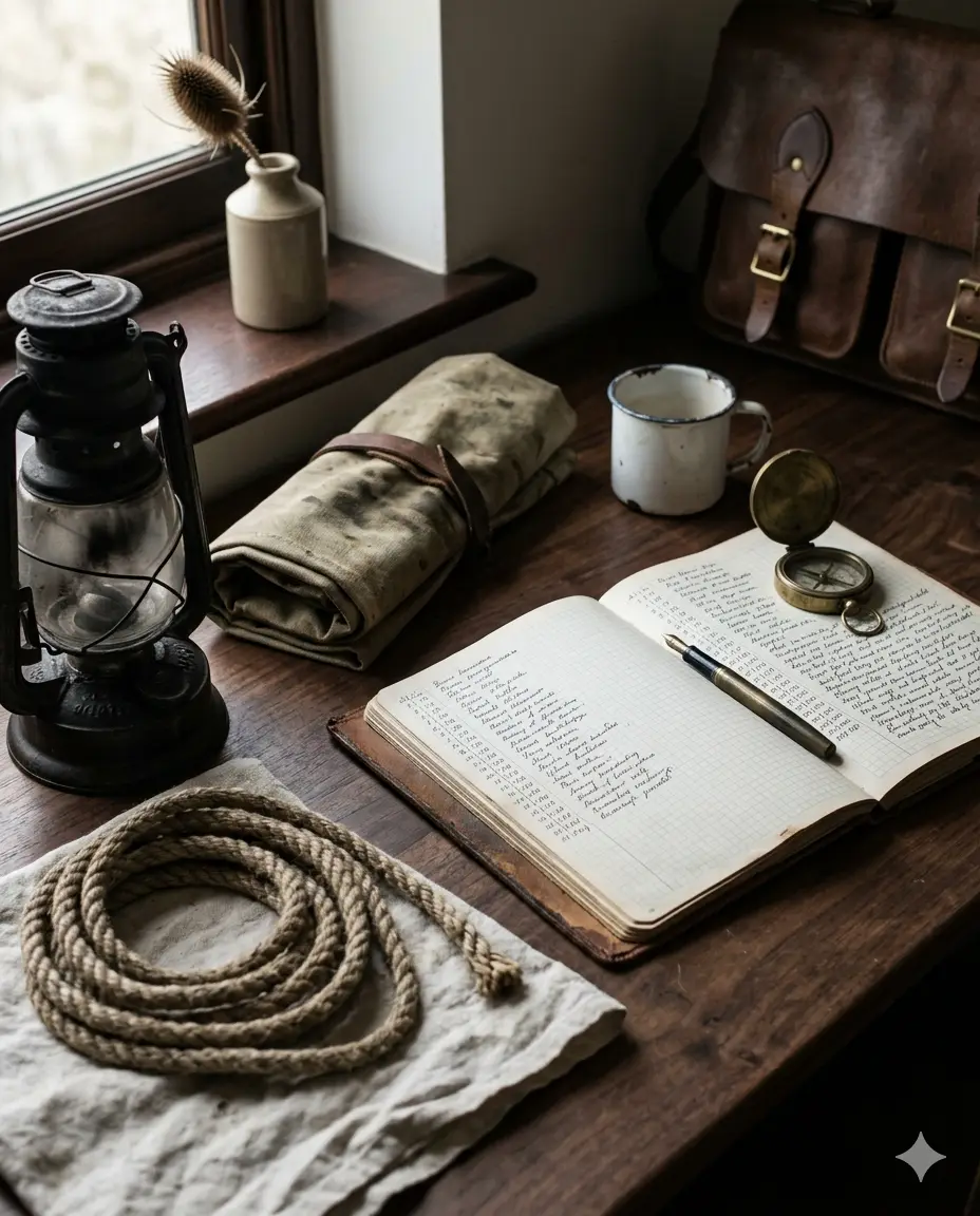 A coffee press and open notebooks on a dark timber desk — representing focused, time-bound project work.